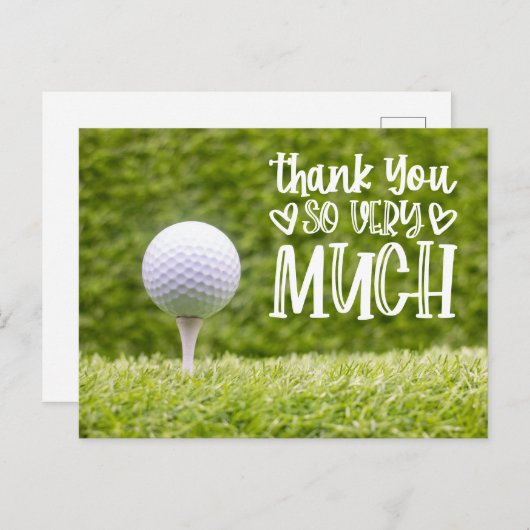 Golfbal met Hartelijk dank op groen gras Briefkaart (Voorkant / Achterkant)