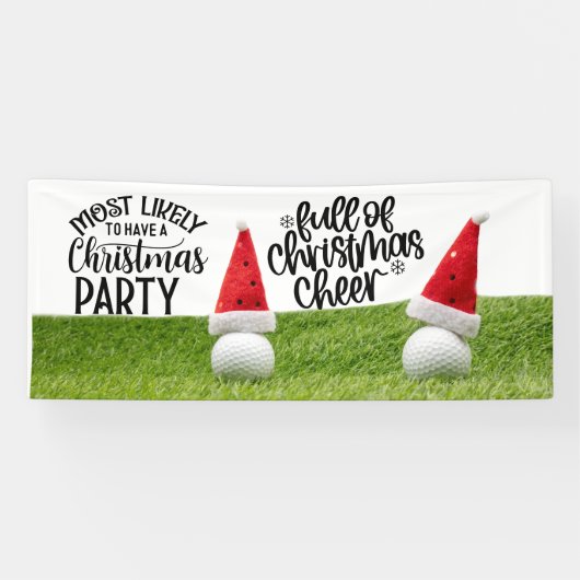 Golfbal met kerstfeest als kerstfeest spandoek (Horizontaal)