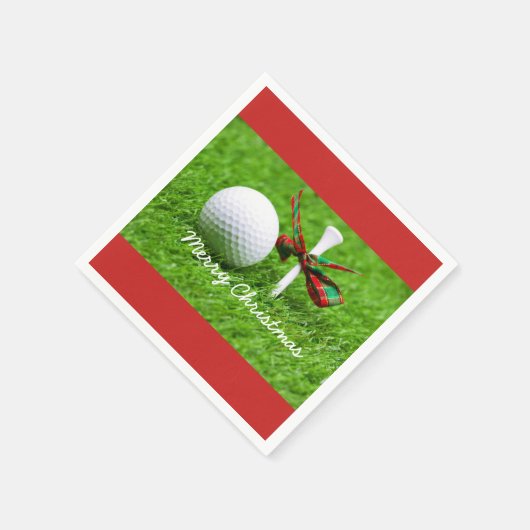 Golfbal met kerstlint en t-shirt servet (Hoek)