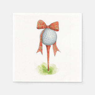 Golfbal met kerstlint en t-shirt servet
