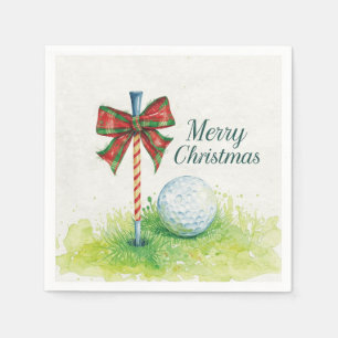 Golfbal met kerstlint en t-shirt servet