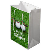 Golfbal met kerstlint voor Golfer Medium Cadeauzakje (Voorkant Gekanteld)