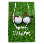 Golfbal met kerstlint voor Golfer Medium Cadeauzakje (Voorkant)