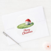 Golfbal met kerstmuts voor golfer Kerstmis Ronde Sticker (Envelop)