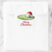 Golfbal met kerstmuts voor golfer Kerstmis Ronde Sticker (Tas)