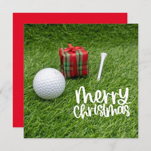 Golfbal met kersttee voor golfer vakantie feestdagenkaart (Voorkant / Achterkant)