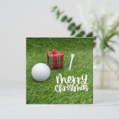 Golfbal met kersttee voor golfer vakantie feestdagenkaart (Staand voorkant)
