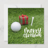 Golfbal met kersttee voor golfer vakantie feestdagenkaart (Voorkant)