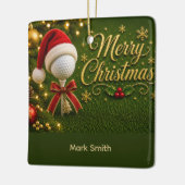 Golfbal met kerstthema keramisch ornament (Links)