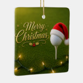 Golfbal met kerstthema keramisch ornament (Rechts)