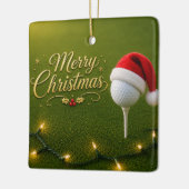 Golfbal met kerstthema keramisch ornament (Links)