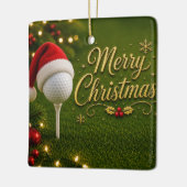 Golfbal met kerstthema keramisch ornament (Links)