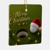 Golfbal met Kerstthema Keramisch Ornament (Rechts)