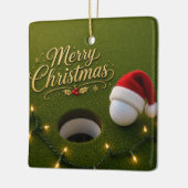 Golfbal met Kerstthema Keramisch Ornament (Links)