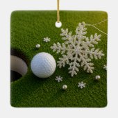 Golfbal met Kerstthema Keramisch Ornament (Achterkant)