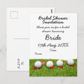 Golfbal met liefde op groen gras bruids briefkaart (Voorkant / Achterkant)