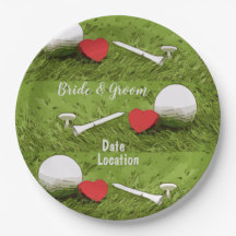 Golfbal met liefde op groen papier Bord