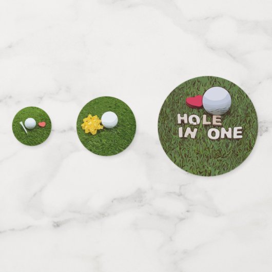 Golfbal met liefde voor groen gras confetti (Achterkanten)