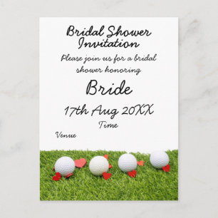 Golfbal met liefde voor groene grasbridal briefkaart