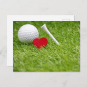 Golfbal met liefdeshartvorm en t-shirt briefkaart (Voorkant / Achterkant)