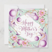 Golfbal met Moederdag en bloemetjes voor mama Feestdagenkaart (Voorkant)