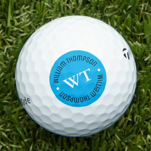 golfbal met naam ( blauwe cirkelmonogram ) golfballen
