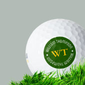 Golfbal met naam ( groen cirkel monogram ) golfballen