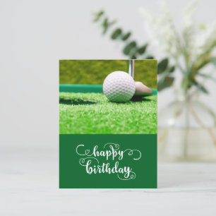 Golfbal met putter Gefeliciteerd met je verjaardag Briefkaart