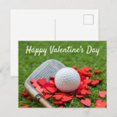 Golfbal met rood hart voor Valentijnsdag Briefkaart (Voorkant / Achterkant)