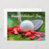 Golfbal met rood hart voor Valentijnsdag Feestdagenkaart (Voorkant / Achterkant)
