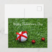 Golfbal met rood lint en balletjes Valentijns Feestdagenkaart (Voorkant / Achterkant)