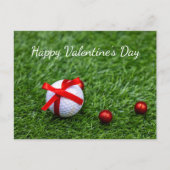 Golfbal met rood lint en balletjes Valentijns Feestdagenkaart (Voorkant)