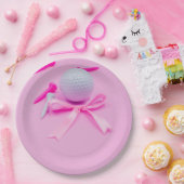 Golfbal met roze lint baby shower meisje papieren bordje (Feest)