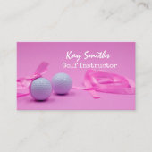 Golfbal met roze lint op roze golfer visitekaartje (Voorkant)