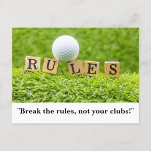 Golfbal met RULES grappig gezegde voor golfer Briefkaart