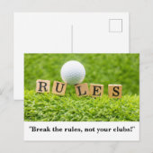 Golfbal met RULES grappig gezegde voor golfer Briefkaart (Voorkant / Achterkant)
