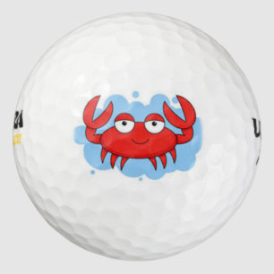 golfbal met schattige rode krab golfballen