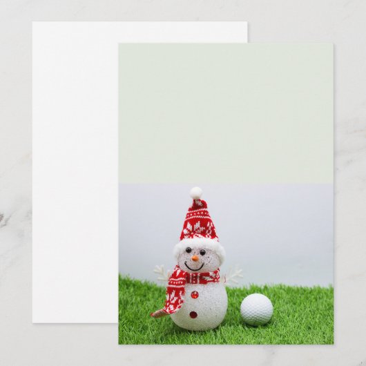 Golfbal met Snowman golfer Kerstfeestdag Feestdagenkaart (Voorkant / Achterkant)