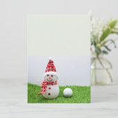 Golfbal met Snowman golfer Kerstfeestdag Feestdagenkaart (Staand voorkant)
