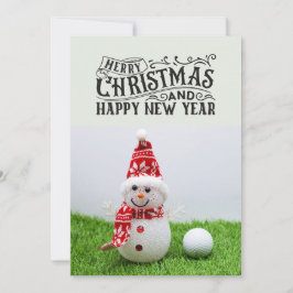 Golfbal met Snowman golfer Kerstvakantie Feestdagenkaart