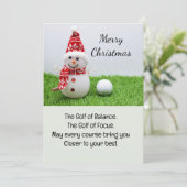 Golfbal met Snowman golfer Kerstvakantie Feestdagenkaart (Staand voorkant)