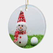 Golfbal met Snowman is voor Golfer's Kerstmis Keramisch Ornament (Links)
