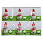 Golfbal met Snowman op kerstfeestdag Groot Cadeauzakje (Voorkant)