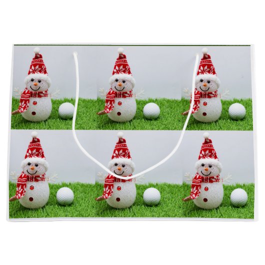 Golfbal met Snowman op kerstfeestdag Groot Cadeauzakje (Voorkant)