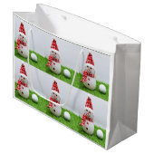 Golfbal met Snowman op kerstfeestdag Groot Cadeauzakje (Voorkant Gekanteld)