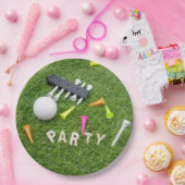 Golfbal met t-shirt en cadeau voor goudkerstmis P Papieren Bordje (Feest)