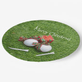 Golfbal met t-shirt en cadeau voor goudkerstmis papieren bordje (Gekanteld)