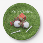 Golfbal met t-shirt en cadeau voor goudkerstmis papieren bordje (Voorkant)