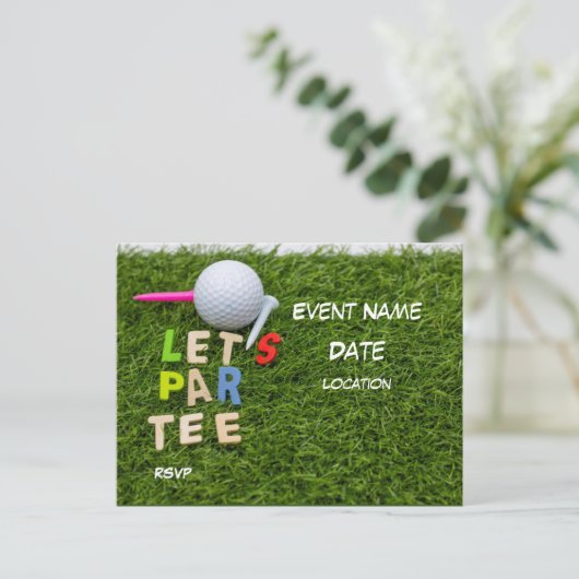 Golfbal met t-shirt Laat het t-shirt van Par groen Briefkaart (Staand voorkant)