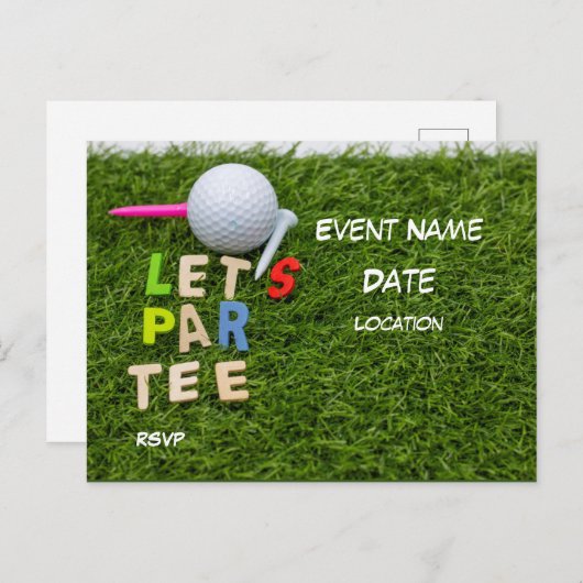 Golfbal met t-shirt Laat het t-shirt van Par groen Briefkaart (Voorkant / Achterkant)